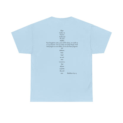 Christian Cross Unisex Tee with Matthew 6:9-13 Prayer