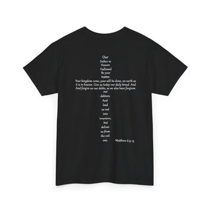 Christian Cross Unisex Tee with Matthew 6:9-13 Prayer