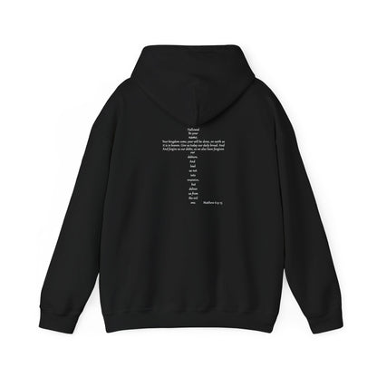 Christian Cross Hooded Sweatshirt with Matthew 6:9-13 Verse