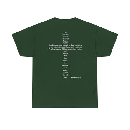 Christian Cross Unisex Tee with Matthew 6:9-13 Prayer