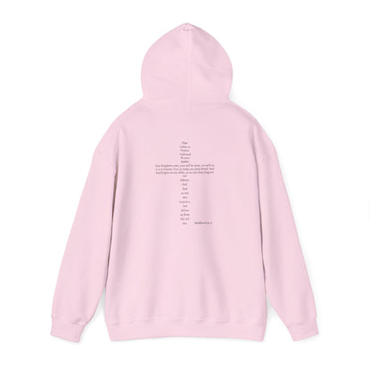 Christian Cross Hooded Sweatshirt with Matthew 6:9-13 Verse