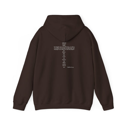 Christian Cross Hooded Sweatshirt with Matthew 6:9-13 Verse