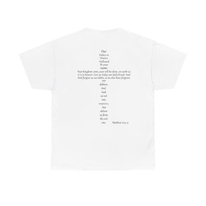 Christian Cross Unisex Tee with Matthew 6:9-13 Prayer