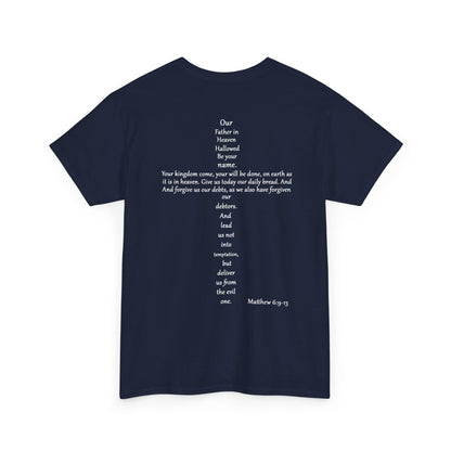 Christian Cross Unisex Tee with Matthew 6:9-13 Prayer