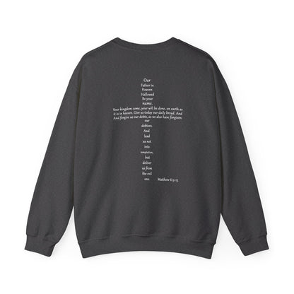 Cross Crewneck Sweatshirt with Matthew 6:9-13 Verse