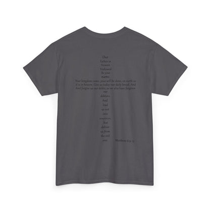 Christian Cross Unisex Tee with Matthew 6:9-13 Prayer