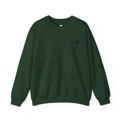 Cross Crewneck Sweatshirt with Matthew 6:9-13 Verse
