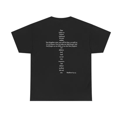 Christian Cross Unisex Tee with Matthew 6:9-13 Prayer