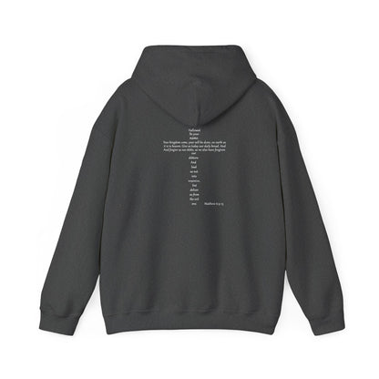 Christian Cross Hooded Sweatshirt with Matthew 6:9-13 Verse