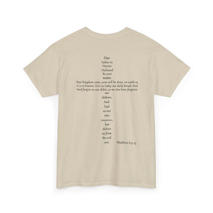 Christian Cross Unisex Tee with Matthew 6:9-13 Prayer
