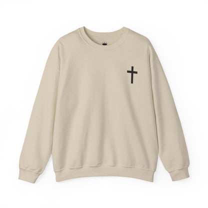 Cross Crewneck Sweatshirt with Matthew 6:9-13 Verse