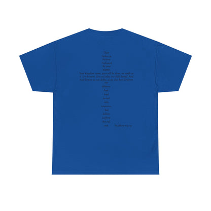 Christian Cross Unisex Tee with Matthew 6:9-13 Prayer