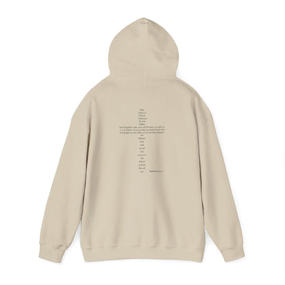 Christian Cross Hooded Sweatshirt with Matthew 6:9-13 Verse