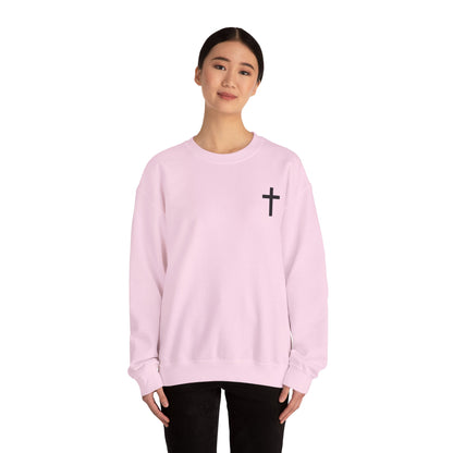 Cross Crewneck Sweatshirt with Matthew 6:9-13 Verse