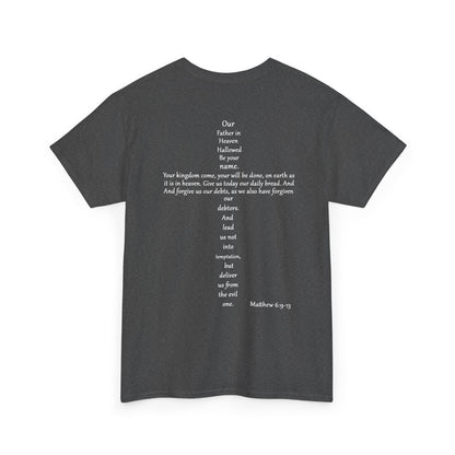 Christian Cross Unisex Tee with Matthew 6:9-13 Prayer