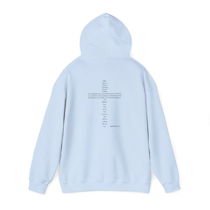 Christian Cross Hooded Sweatshirt with Matthew 6:9-13 Verse