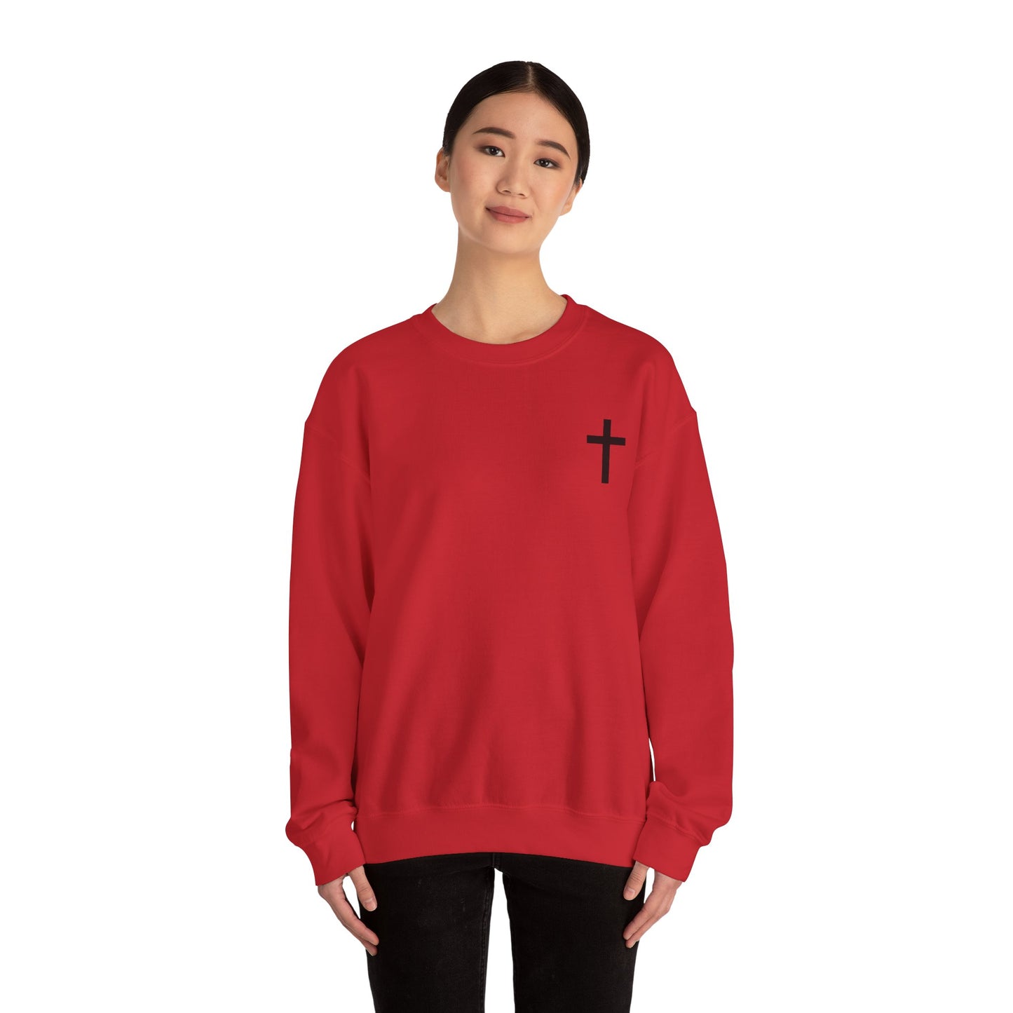 Cross Crewneck Sweatshirt with Matthew 6:9-13 Verse