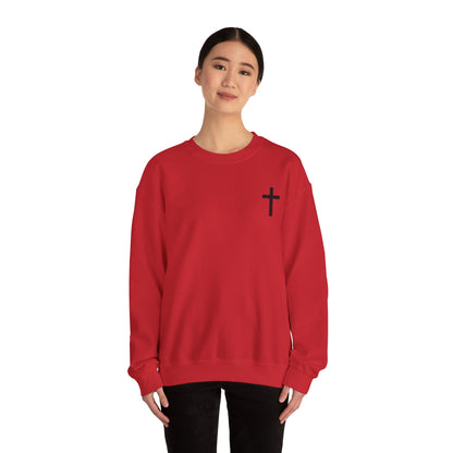 Cross Crewneck Sweatshirt with Matthew 6:9-13 Verse