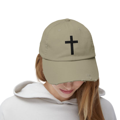 Distressed Cap with Cross