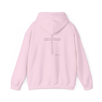 Christian Cross Hooded Sweatshirt with Matthew 6:9-13 Verse