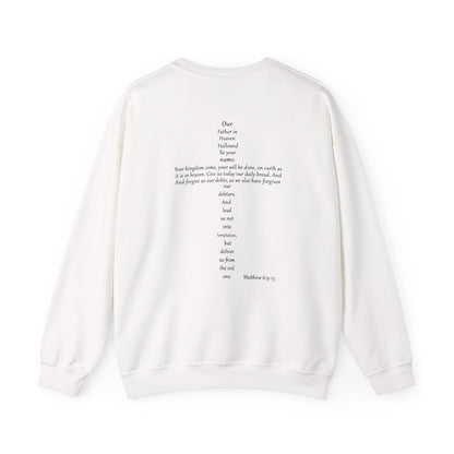 Cross Crewneck Sweatshirt with Matthew 6:9-13 Verse
