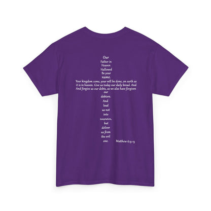 Christian Cross Unisex Tee with Matthew 6:9-13 Prayer