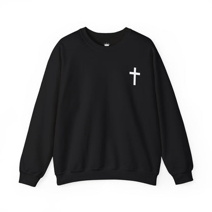 Cross Crewneck Sweatshirt with Matthew 6:9-13 Verse