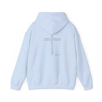 Christian Cross Hooded Sweatshirt with Matthew 6:9-13 Verse