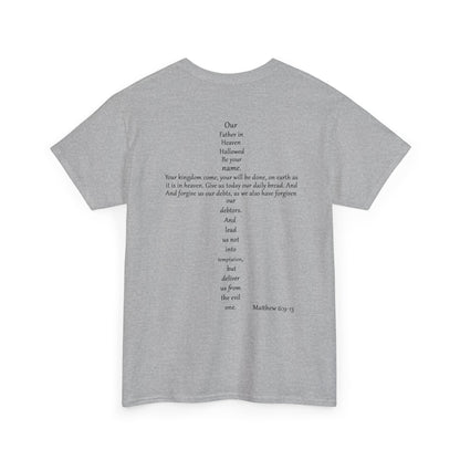 Christian Cross Unisex Tee with Matthew 6:9-13 Prayer