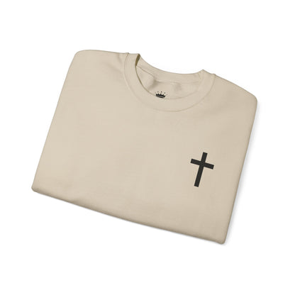 Cross Crewneck Sweatshirt with Matthew 6:9-13 Verse