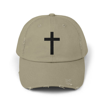 Distressed Cap with Cross