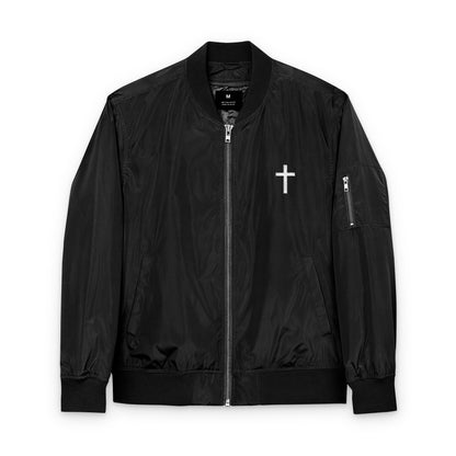 Embroided Cross Bomber Jacket