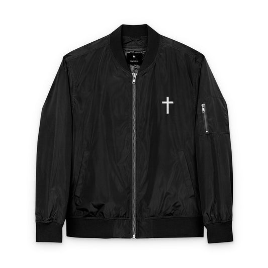 Embroided Cross Bomber Jacket