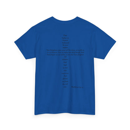 Christian Cross Unisex Tee with Matthew 6:9-13 Prayer