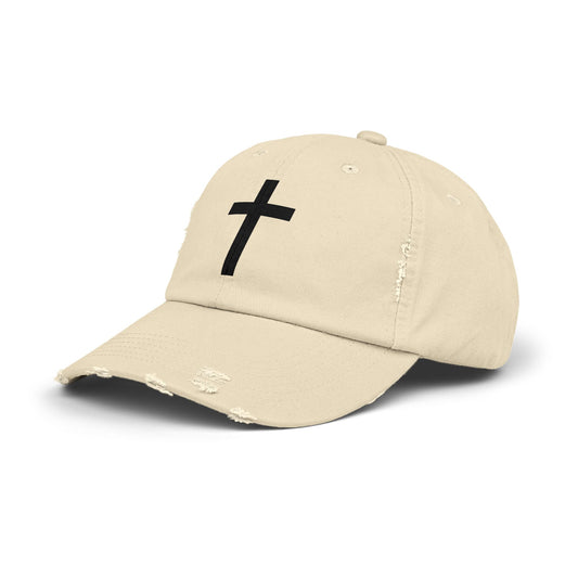 Distressed Cap with Cross