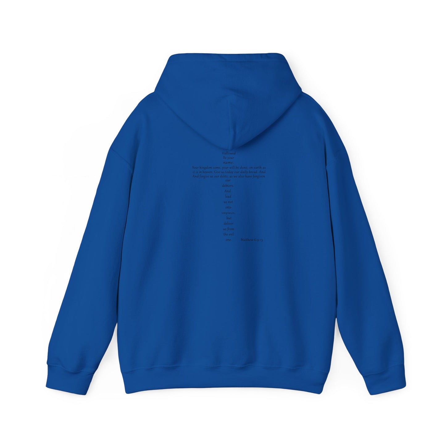 Christian Cross Hooded Sweatshirt with Matthew 6:9-13 Verse