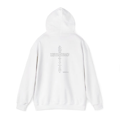 Christian Cross Hooded Sweatshirt with Matthew 6:9-13 Verse