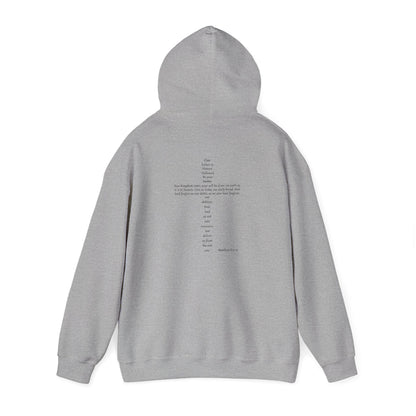 Christian Cross Hooded Sweatshirt with Matthew 6:9-13 Verse