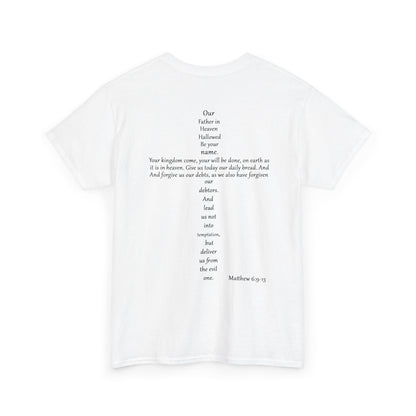 Christian Cross Unisex Tee with Matthew 6:9-13 Prayer