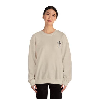 Cross Crewneck Sweatshirt with Matthew 6:9-13 Verse