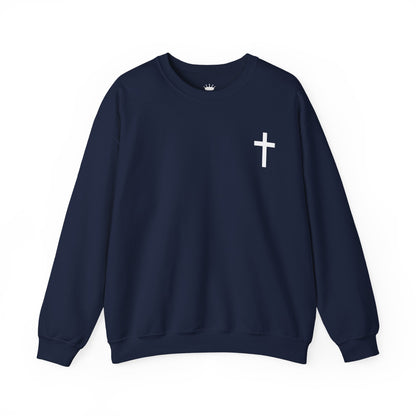Cross Crewneck Sweatshirt with Matthew 6:9-13 Verse