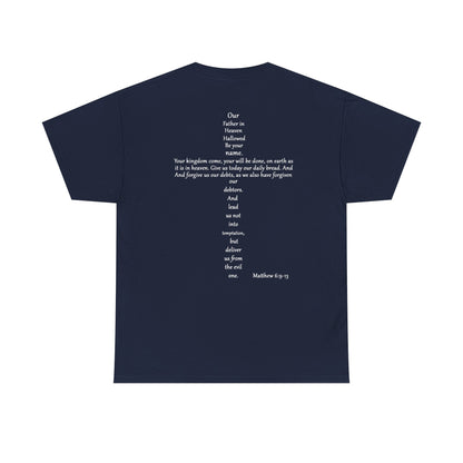Christian Cross Unisex Tee with Matthew 6:9-13 Prayer