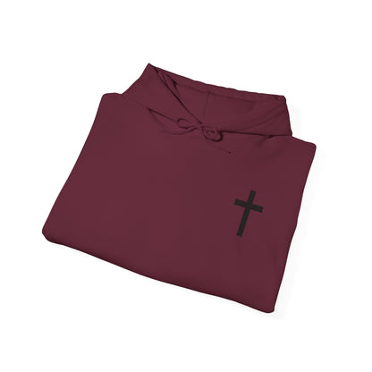 Christian Cross Hooded Sweatshirt with Matthew 6:9-13 Verse