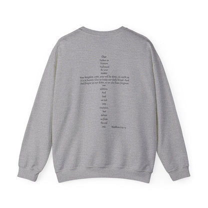 Cross Crewneck Sweatshirt with Matthew 6:9-13 Verse